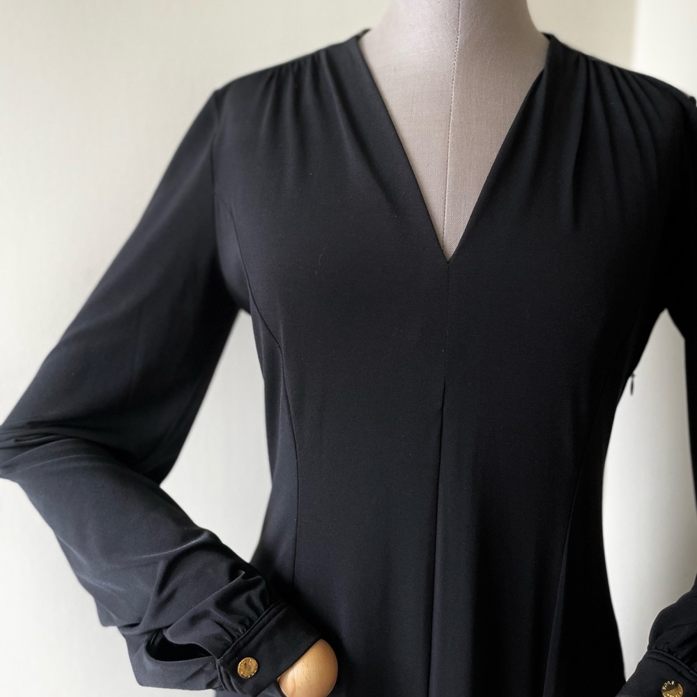 Michael Kors Long sleeve Black Midi Dress - Medium
